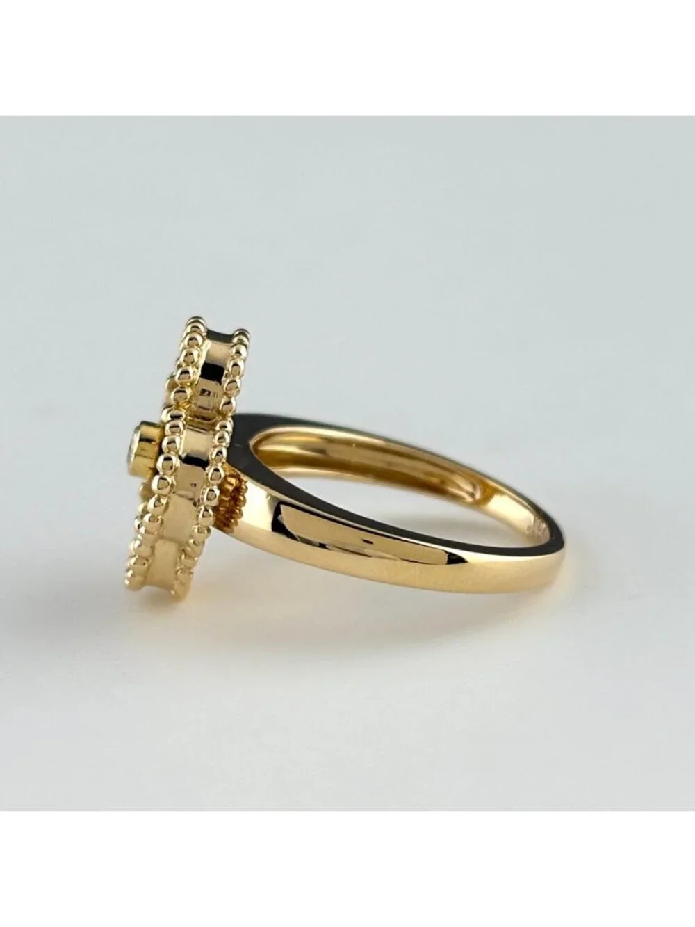 Van Cleef & Arpels Vintage Alhambra Ring YG Yellow Gold Diamond Tiger Zooeye
